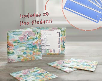 Colorful Mahjong Card Holder Set | Bright Chinoiserie Mahjong Accessories | Waterproof Card Protectors | American Mahjong Gift