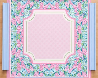 Coquette Mahjong Mat with Carry Bag | Large Portable Mahjong Table Cover | Pink & Blue Coquette Game Mat | Mahjong Gift for Women