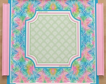 Niebieska tropikalna mata do madżonga | Duży, przenośny pokrowiec na stół do madżonga | Żyworóżowa mata do gry | Prezent do madżonga dla kobiet