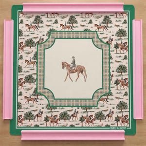Tapete de Mahjong con temática de caballos / Tapete de Mahjong ecuestre / Regalo para amantes de los caballos / Accesorios verdes para Mahjong americano imagen 2