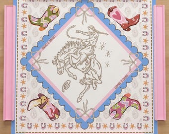 Cowgirl Mahjong Mat, Western Mahjong Table Mat, Rodeo Mahjong Mat, Pink Cowgirl Boots Mat, Fun Mahjong Gift, American Mahjong Mat