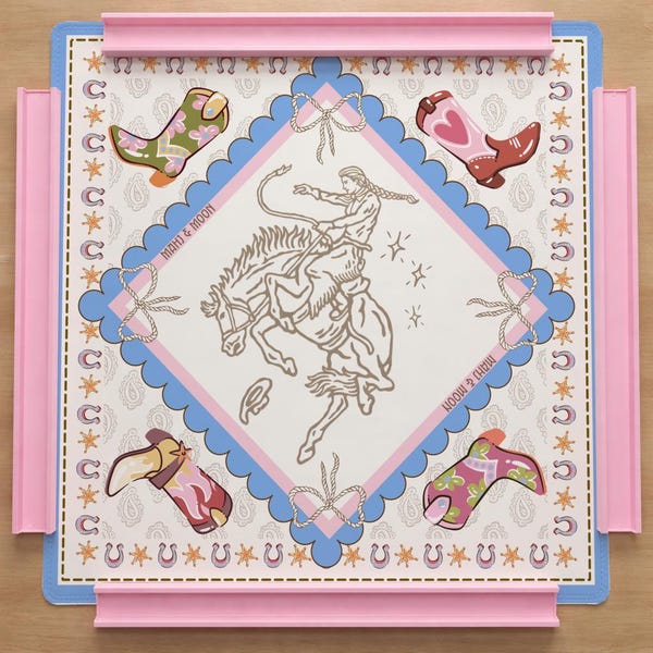 Cowgirl Mahjong Mat, Western Mahjong Table Mat, Rodeo Mahjong Mat, Pink Cowgirl Boots Mat, Fun Mahjong Gift, American Mahjong Mat