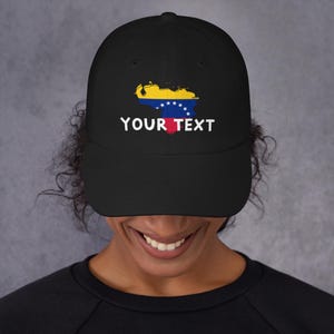 Cappello con bandiera venezuelana personalizzato, berretto da baseball personalizzato, souvenir venezuelano, berretto Yupoong, regalo unico per i fan del Venezuela, cappello regolabile per papà