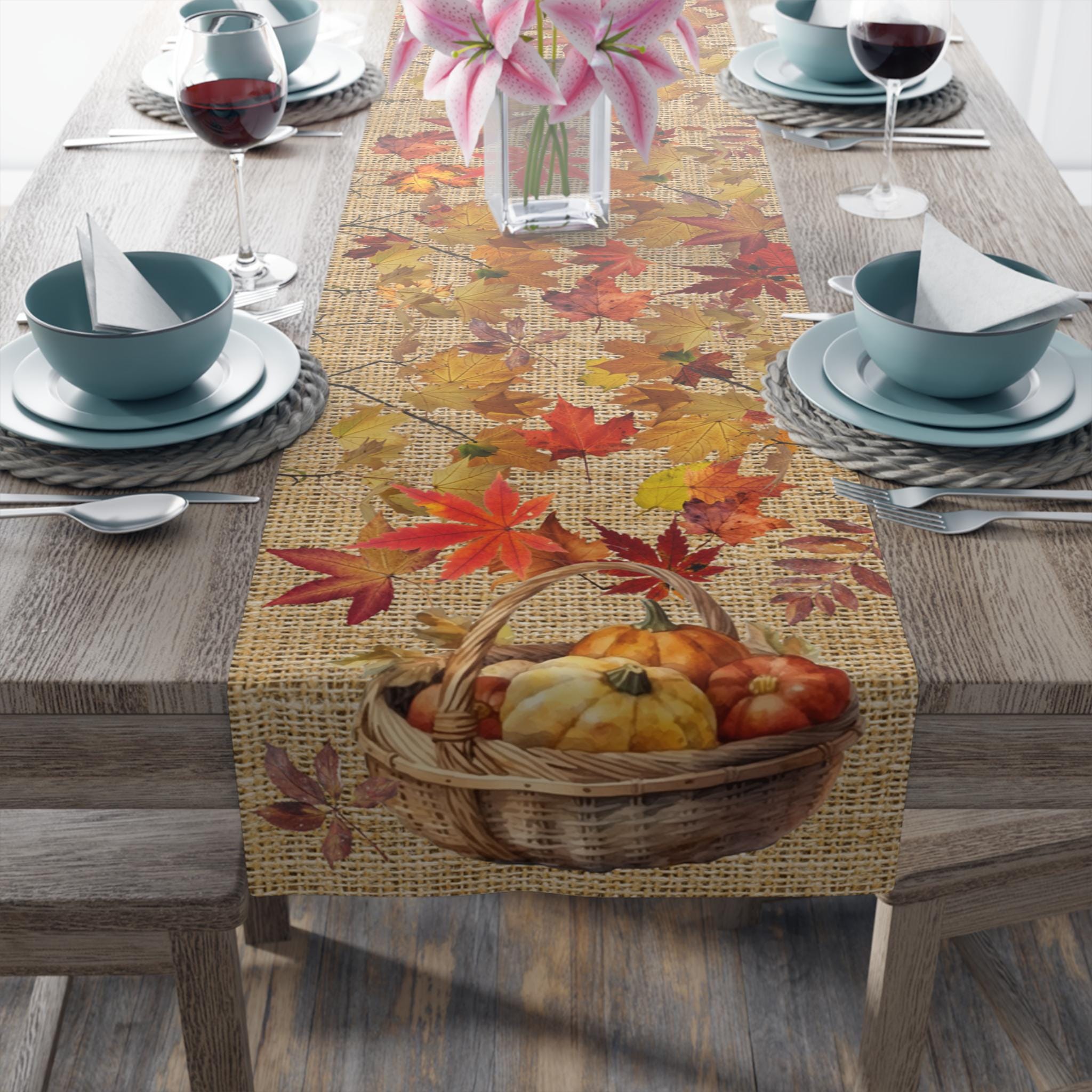 Autumn Leaves Table Runner, Fall Harvest Home Decor for Dining Room ...