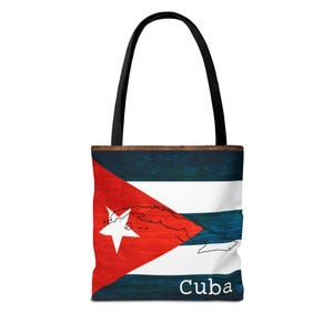 Cuba Flag Map Personalized Tote Bag Cuban Travel Beach Bag Custom Caribbean Shopping Tote Patriotic Gift for Cuban Unique Shoulder Purse
