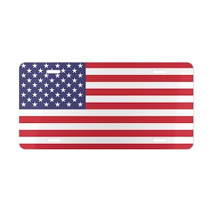 Vanity Plate American Flag USA Patriotic Car Tag Aluminum License Plate Car Decor for July 4th Memorial Day Veteran Gift Red White Blue