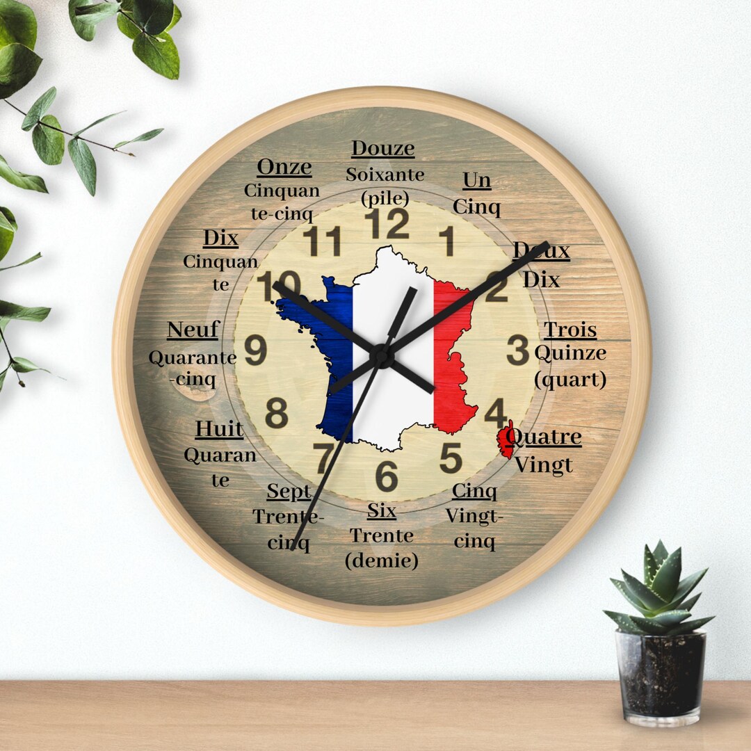 French Numbers Wall Clock for Classroom Decor - Educational France Map ...