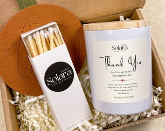 Personalised Thank You Appreciation Candle Gift, Scented Soy Wax