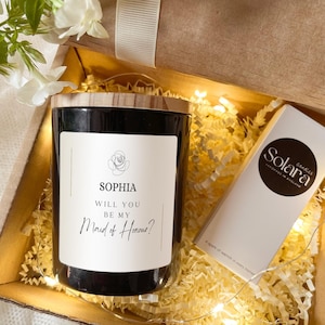 Personalised Maid of Honour Proposal Candle Gift Set with Matches | Wedding Candle Favour, Custom Soy Wax Candle, Proposal Keepsake