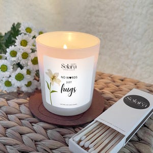 Vela de soja personalizada para expresar condolencias, regalo conmemorativo "Sin palabras, solo abrazos"