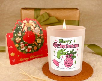 Personalised Grinchmas Christmas Candle, Custom Name Xmas Candle, Funny Christmas Gift for Her, Secret Santa Gift, Stocking Filler