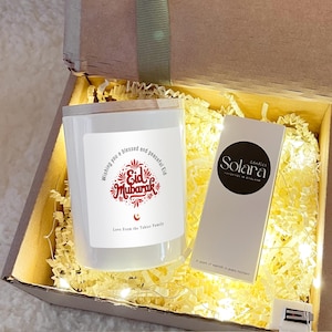 Eid Mubarak ljus presentset, arabisk kalligrafi islamisk dekor, Ramadan festljus