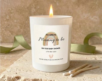 Personalised Mummy to Be Scented Candle, Baby Shower Gift, Soy Wax (220g)