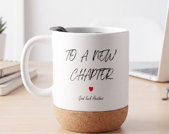 Personalised New Chapter Mug, Good Luck Ceramic Coffee Cup, New Job Gift