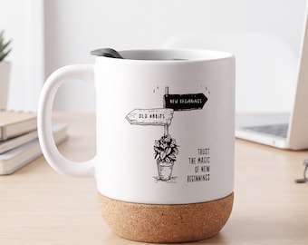Personalised New Beginning Mug, Good Luck Ceramic Coffee Cup, Farewell Gift