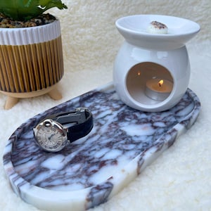 Italian Calacatta Viola Marble Stone Tray, Natural Stone Plate, Wedding Gift, New Home Gift, Housewarming Gift, Christmas Present
