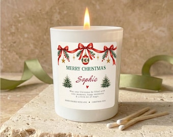 Personalised Christmas Soy Candle, Custom Name Gift, Festive Holiday Scent