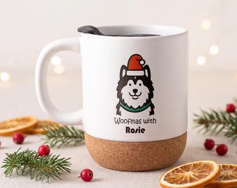 Personalised Husky Christmas Mug, Custom Dog Name Coffee Cup, Dog Lover Xmas Gift