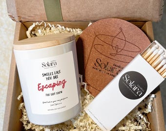Personalised Escaping the Sh*t Work Candle | Funny Leaving Work Gift for Colleague, Boss, Friend | Retirement, Promotion, New Job