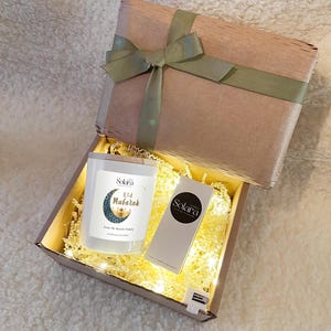 Set de regalo de velas Eid Mubarak con cerillas, regalo de Ramadán y Eid para familiares y amigos, decoración islámica, caligrafía árabe, regalo de celebración musulmana