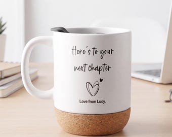 Personalised Next Chapter Mug, New Job Good Luck Coffee Cup, Coworker Gift