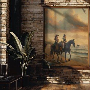 Girls Riding Horses At The Beach Printable Wall Art, Cute Country Modern Wall Art Prints, Vintage Farmhouse Digital Download Instant Access