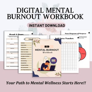 Digital Mental Burnout Workbook, Self-Care Journal, Wellness Planner, Therapy Worksheet Planner, Wellness Journal, Digital Planner