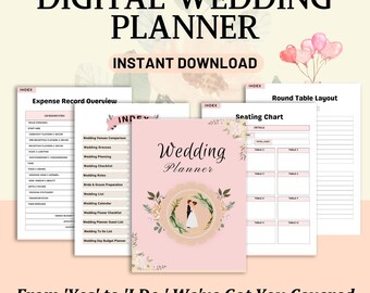 Planificador de bodas digital / Planificador de bodas en paquete / Organizador de bodas / Plantilla de planificación de bodas / Planificador de bodas imprimible