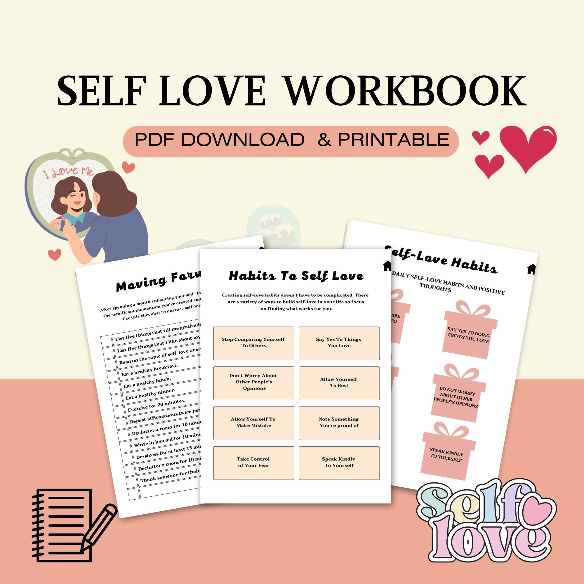 Digital Self-care Workbook Template, Self-help Planner, Printable ...