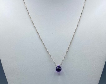 purple cubic zirconia teardrop necklace * amethyst * february birthstone * birthday * gift * everyday wear * minimalist