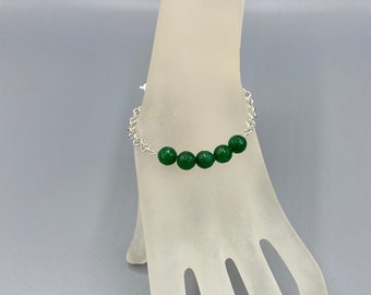 jade bracelet * dyed beads * emerald green * chain * irish * ireland * st. patrick's day * st. paddy's day * may birthday