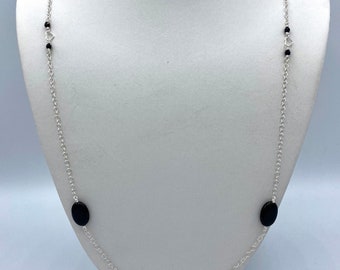 long obsidian chain necklace * hearts * black * gift * for her