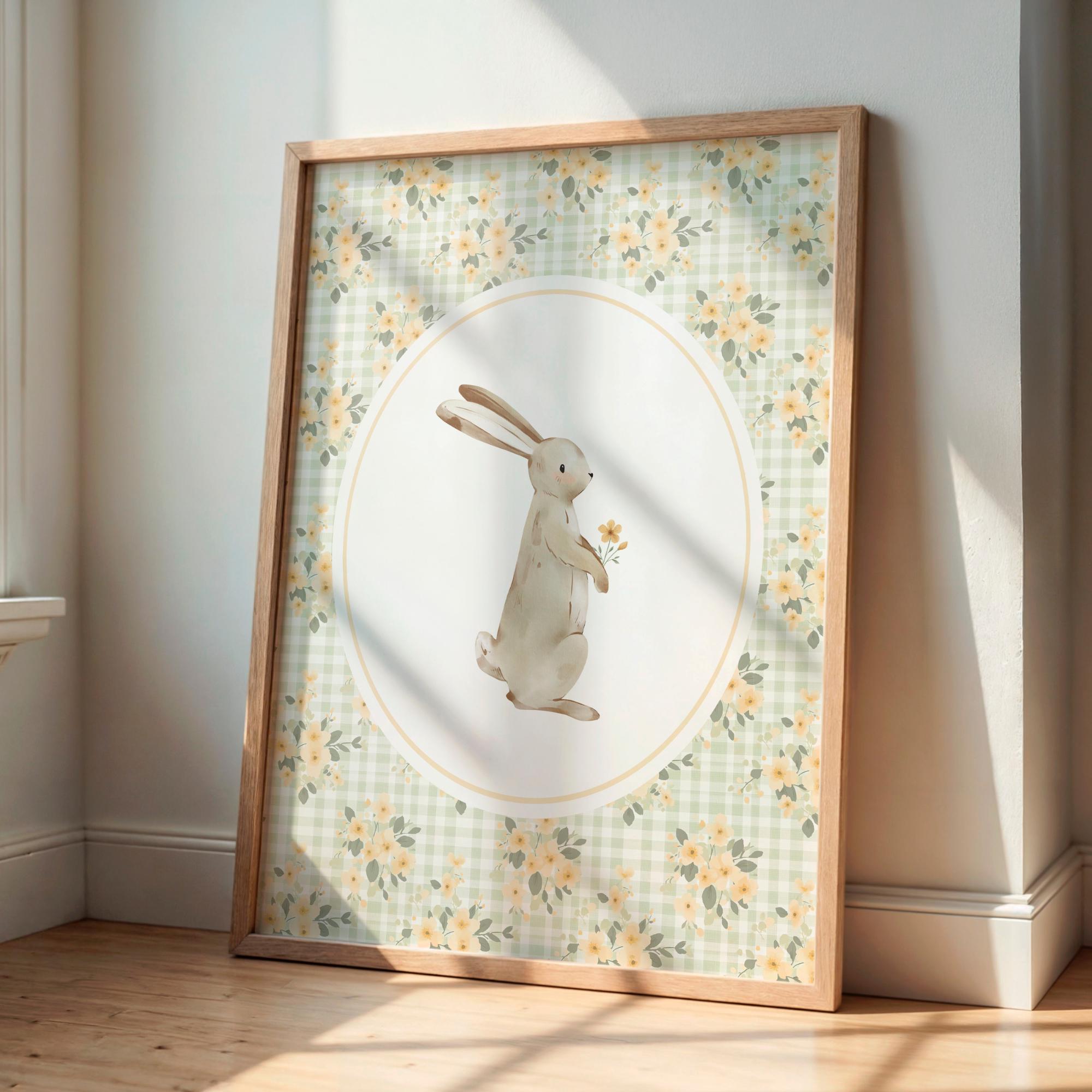 Cute Goose and Bunny Nursery Wall Art Set of 2, Gingham Nursery ...
