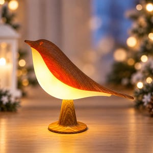 LED-tafellamp met vogelmotief, USB-voeding, bureaulamp, 20 cm, Scandinavische kerstverlichting met vogelmotief, 6W nachtlampje, drie kleurstanden (warm en koel), moderne Amerikaanse decoratie.