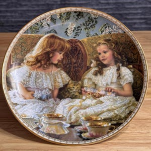 Vintage Collector Plate, Sandra Kuck Best Friends, 1993 USA plate decor, Limited Edition Decorative Plate, Victorian handpainted Plate 8&#39;&#39;