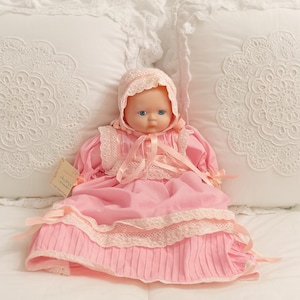 1986 Limited Vintage Victoria Ashlea Doll, Bette Ball Design doll, Rock-a-Bye Music doll, Pink Lace Dress Ceramic Boxed Collectible doll