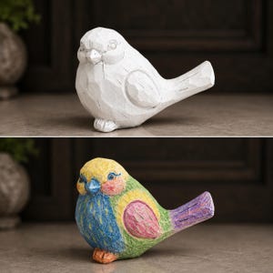 White Ceramic Bird Figurine, DIY Paint Your Own Craft, Handmade Kids Art Project, Unpainted Animal Decor, Creative Easter Gift, Small 4 Inch