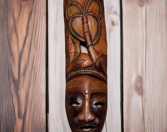 緑の幸福の鳥のアフリカのマスク：セセ木製壁装飾 - Etsy 日本