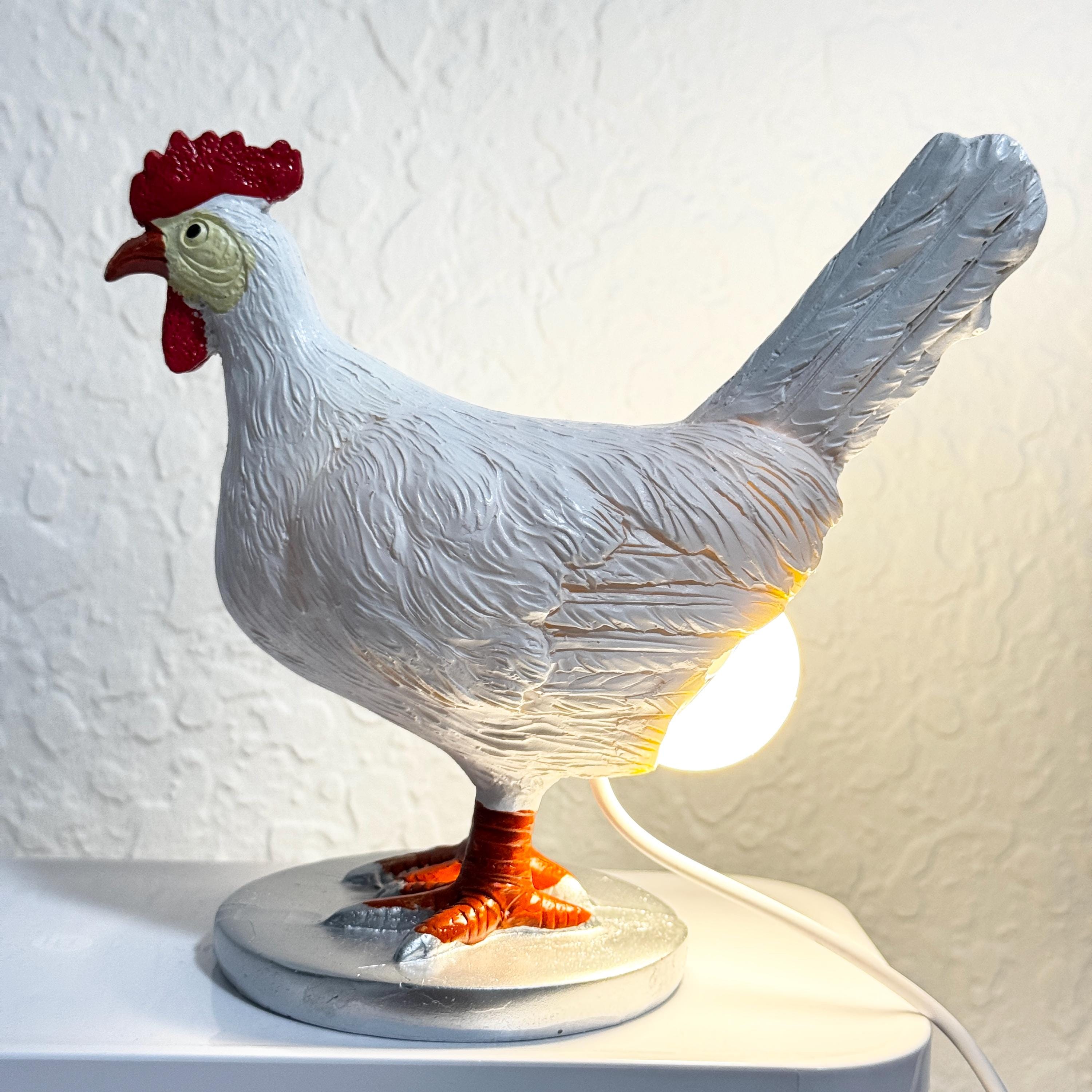 Chicken Lamp USB Night Light, White Hen Egg Light, Handmade Table Lamp ...
