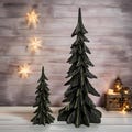 Vintage Handmade Christmas Tree, Hand-Painted Tabletop Decorations, Abstract Green 9'' or 17'' Sizes, Perfect for Holiday Gift Home Decor