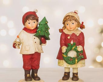 Vintage Porcelain Carolers Figurine, Musical Wood Base 