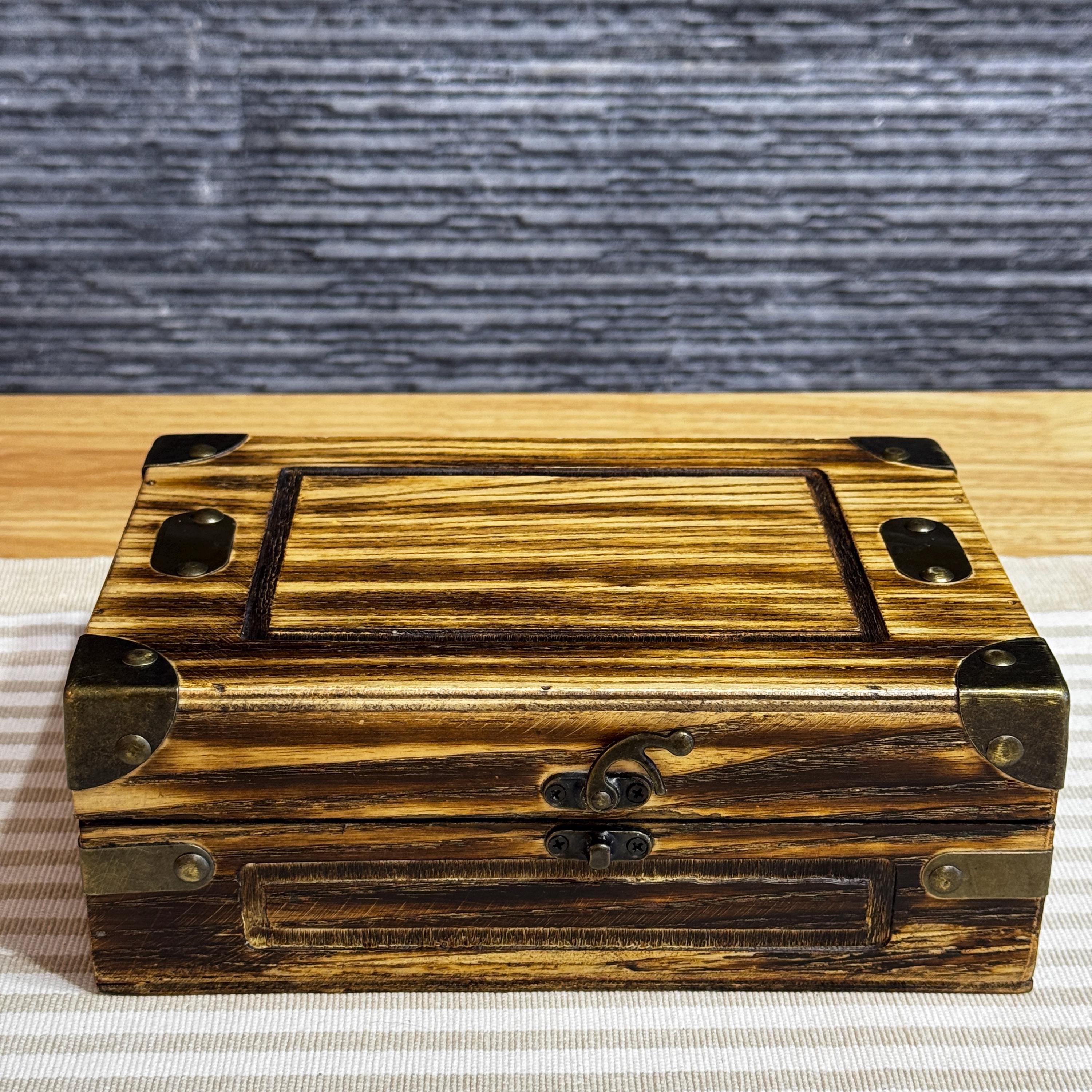 ヴィンテージ木製ストレージボックス 11インチ ヴィンテージ 木製チェスト 収納ボックス トランク