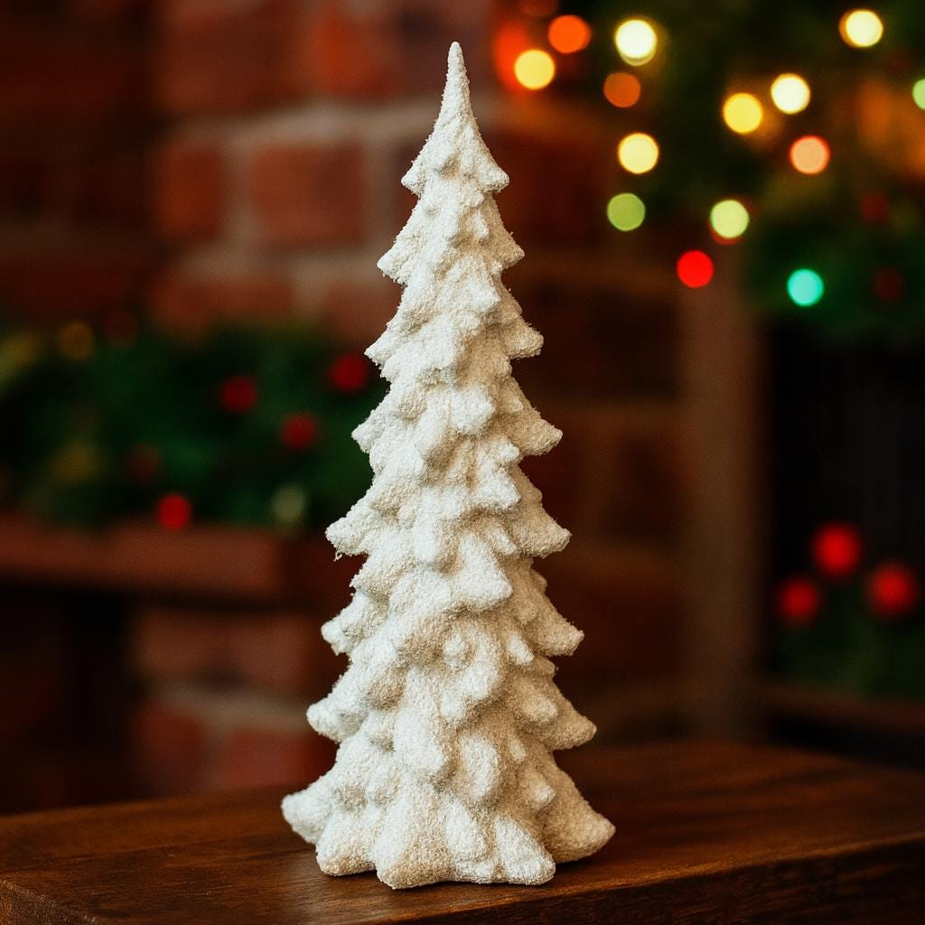 コレクション Steiff 1999 CHRISTMAS-TREE MAN WHITE Vintage Handmade White Christmas Tree, Tabletop Decorations