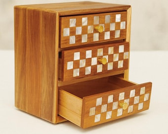 Coffre De Rangement Vintage En Bois Forme Dôme - Objet Ancien Fait Main En Inde, Début 1900
