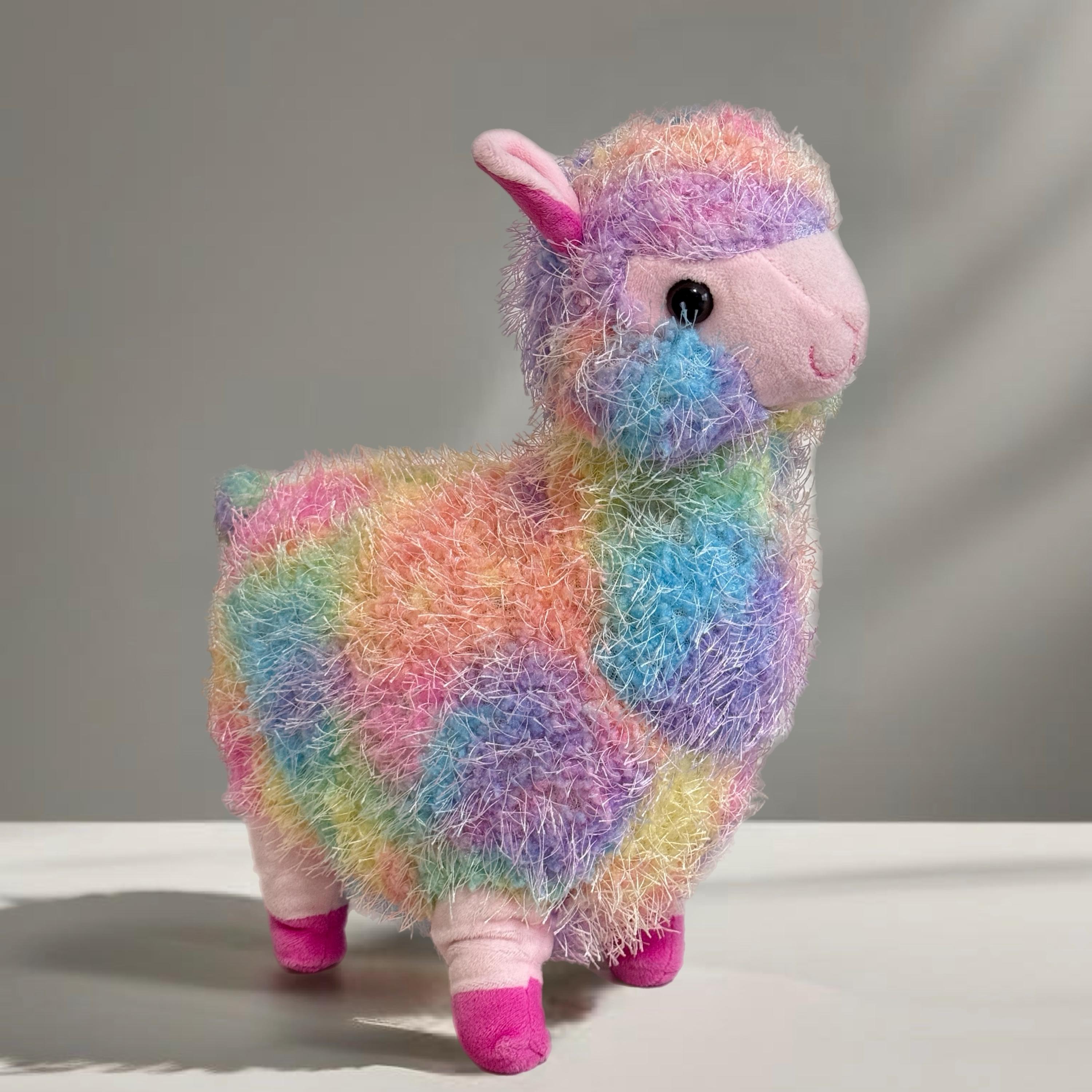 Colorful Plush Rainbow Llama Stuffed Animal, Soft and Fluffy