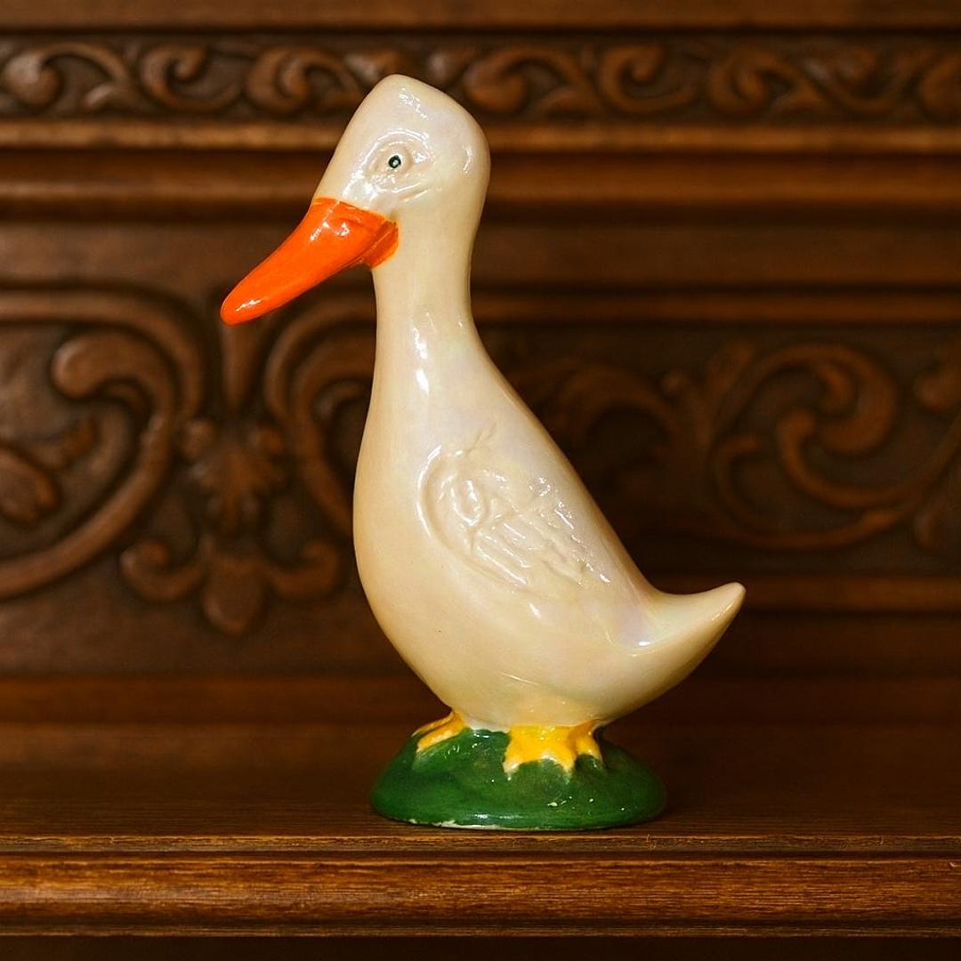 Vintage Porcelain Duck Figurine, Italian Ceramic Duck Statue ...