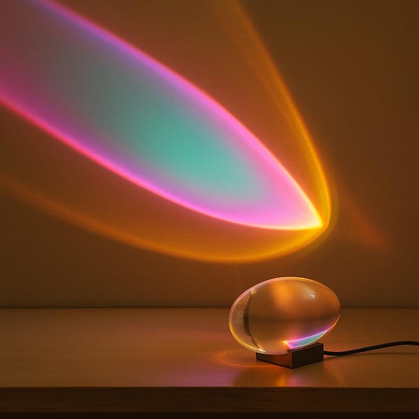 Crystal LED Eye of the Sky Table Lamp with White, Sunset, Blue-Purple Filters – Handmade USB Powered Modern Bedside Light, Office lamp