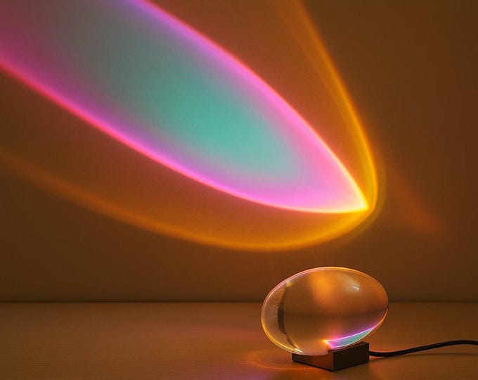 Crystal LED Eye of the Sky Table Lamp with White, Sunset, Blue-Purple Filters – Handmade USB Powered Modern Bedside Light, Office lamp