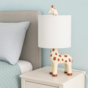 Handmade Giraffe Table Lamp, Ceramic Giraffe Lamp for Kids, Animal Nursery Lamp, Child Bedroom Decor, Cute Giraffe Night Light Gift 17&#39;&#39;