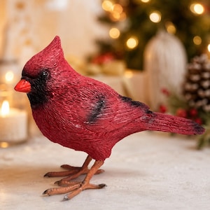 Handgemachte rote Kardinalvogelfigur, realistische Vogelskulptur, Kanada-Kunstdekor, bemalte Waldverzierung, Geschenk der wild lebenden Tiere Nordkardinal